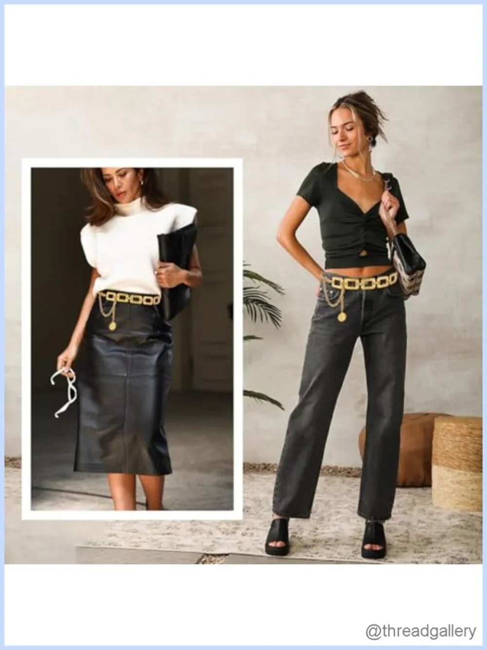 Women's Metal Chain Waist Belt Gold Lobster Clasp Adjustable